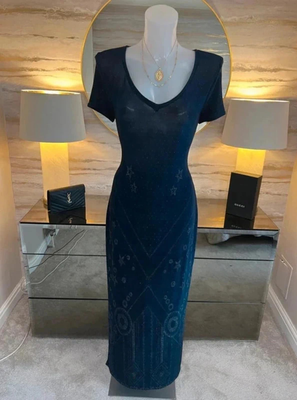 Algo Navy Glitter Maxi Dress 10