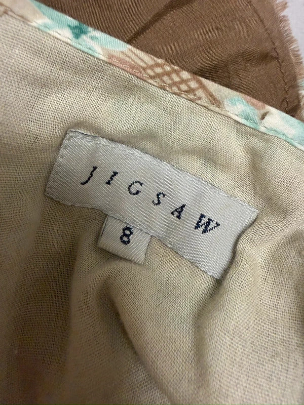 Vintage Jigsaw Brown & Blue Frill Layered Skirt 8