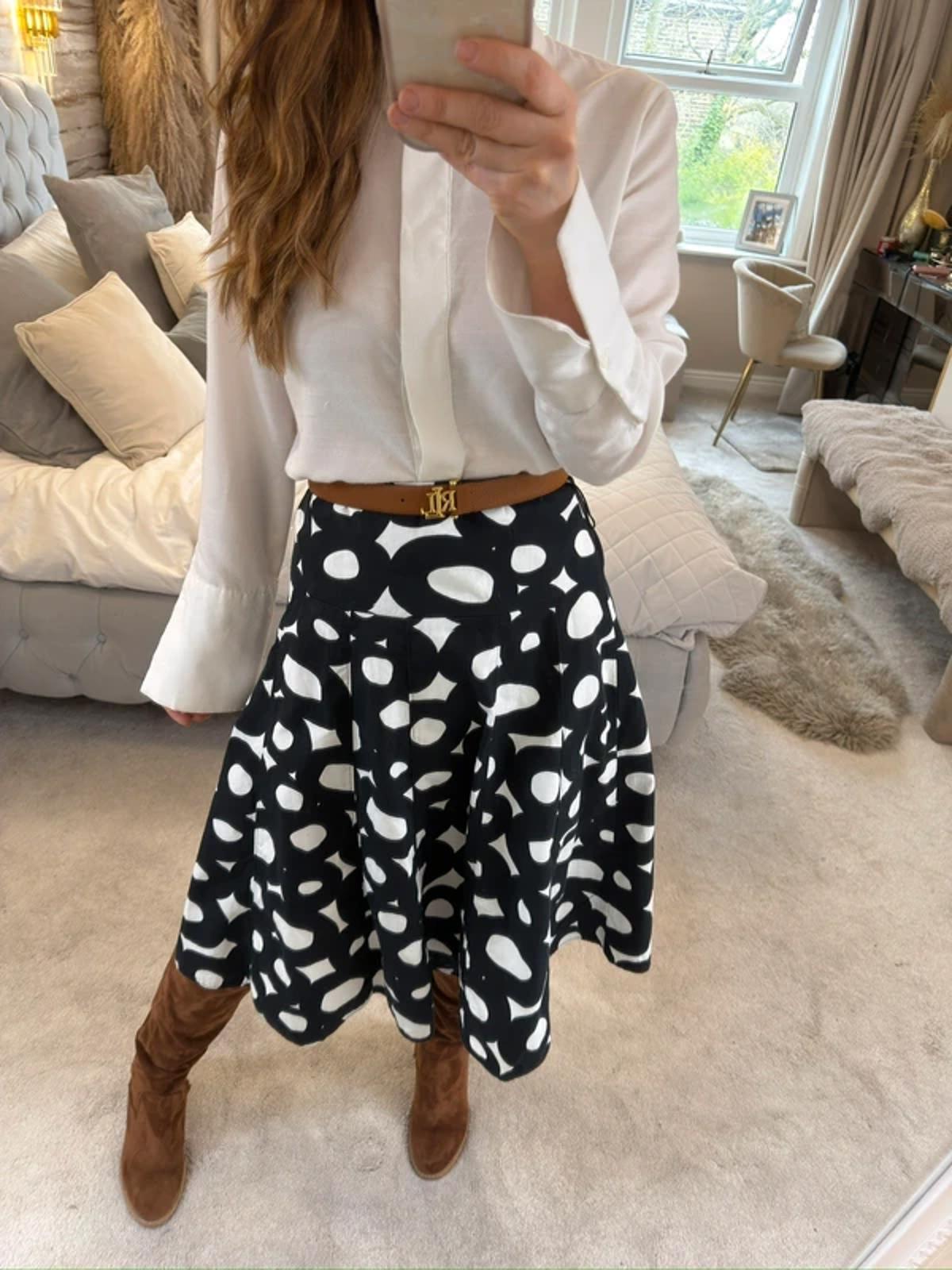 M&S Black & White Skirt 12