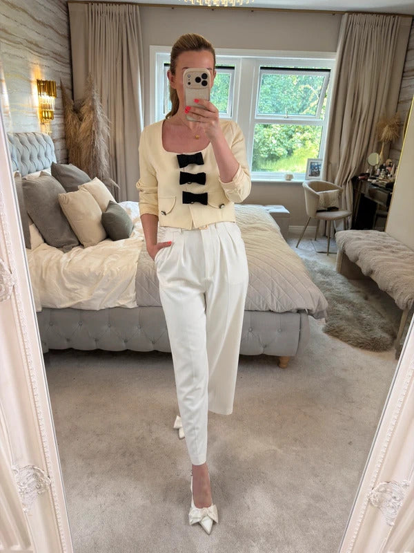 BNWT Sister Jane Cream & Black Bow Jacket Small