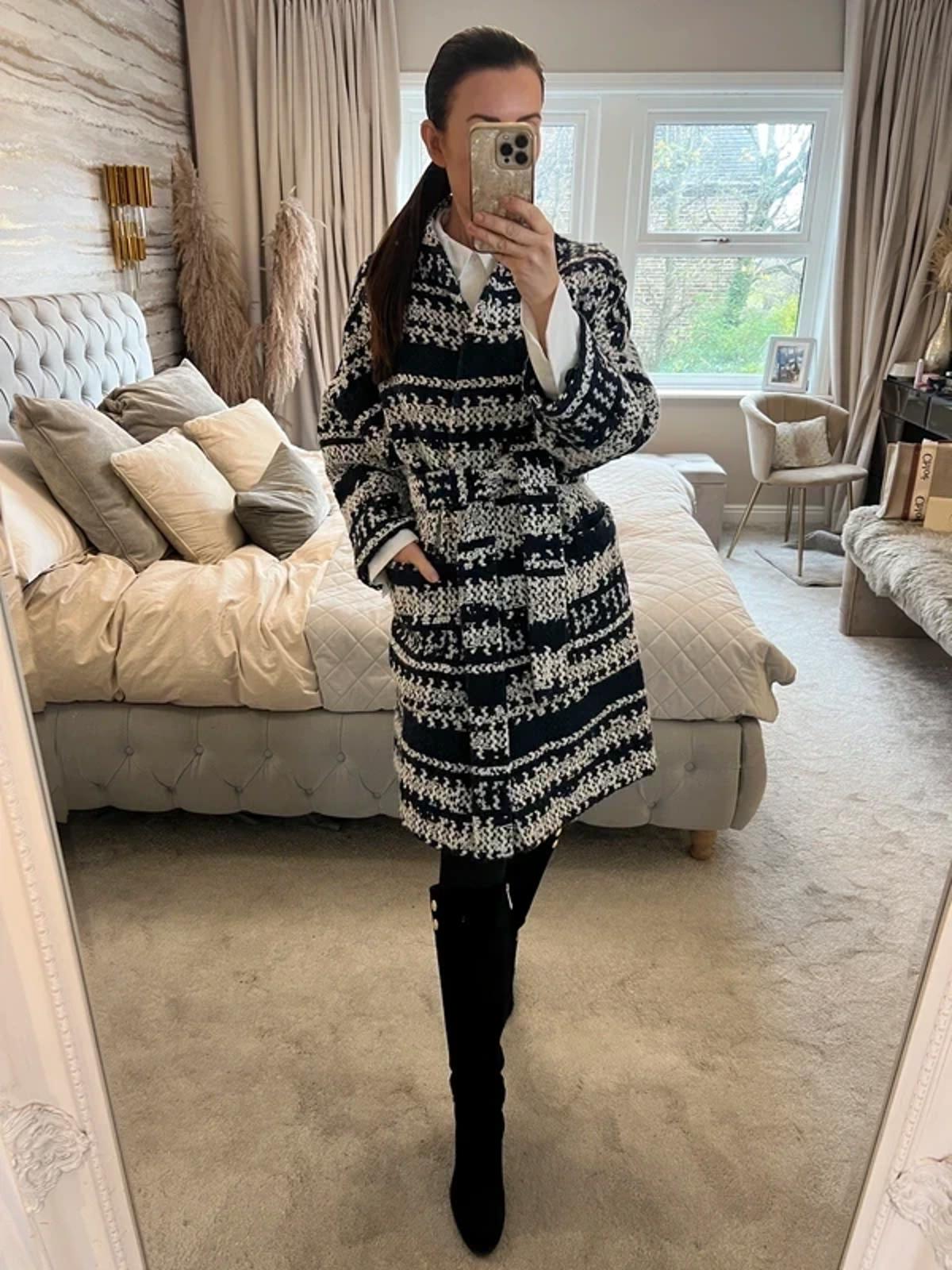 Karen Millen Navy Wool Belted Coat 12