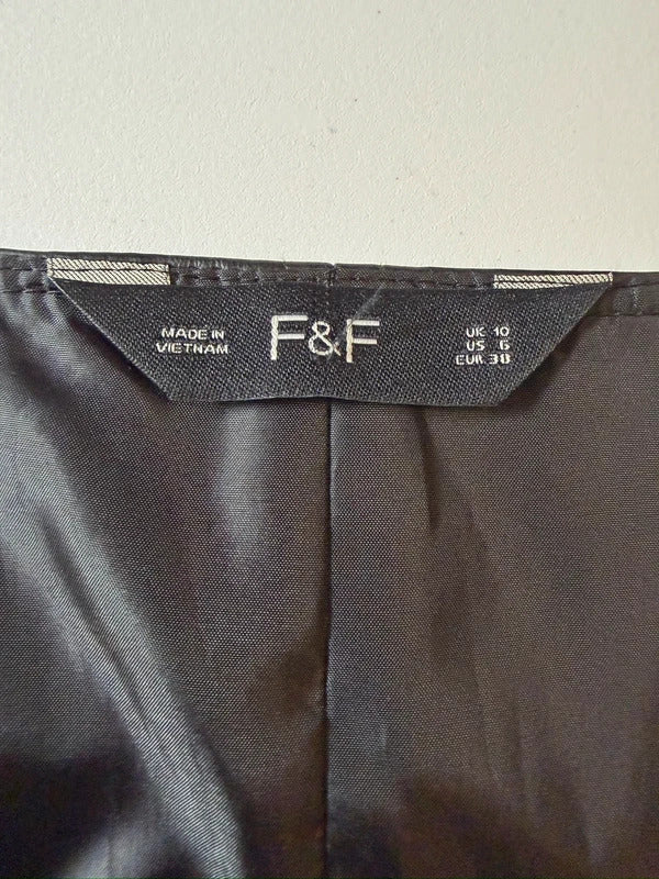 F&F Black Faux Leather Belted Dress 10