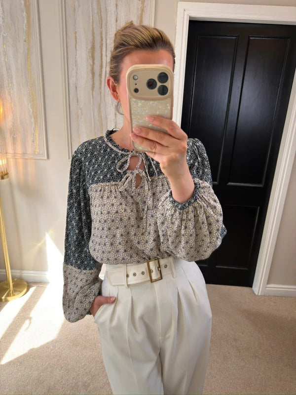 Per Una Cream & Navy Boho Blouse 12