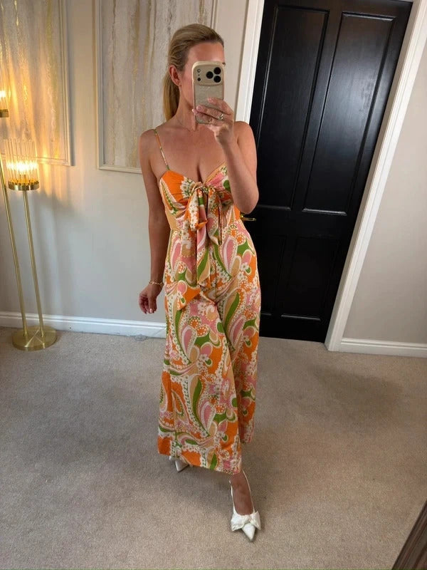 Warehouse Multicoloured Floral Wide Leg Jumpsuit Petite 4