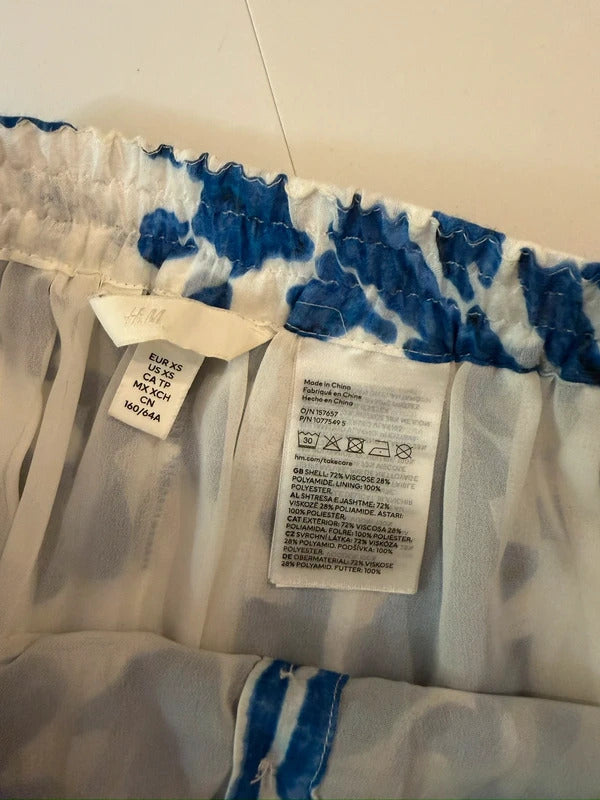 H&M Blue & White Floral Midi Skirt XS