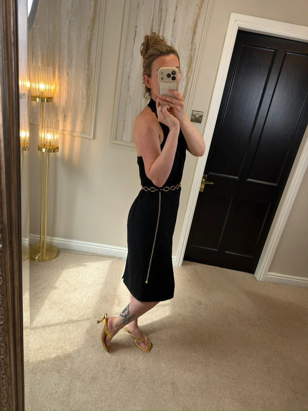 Karen Millen Black Halterneck Tuxedo Dress 12