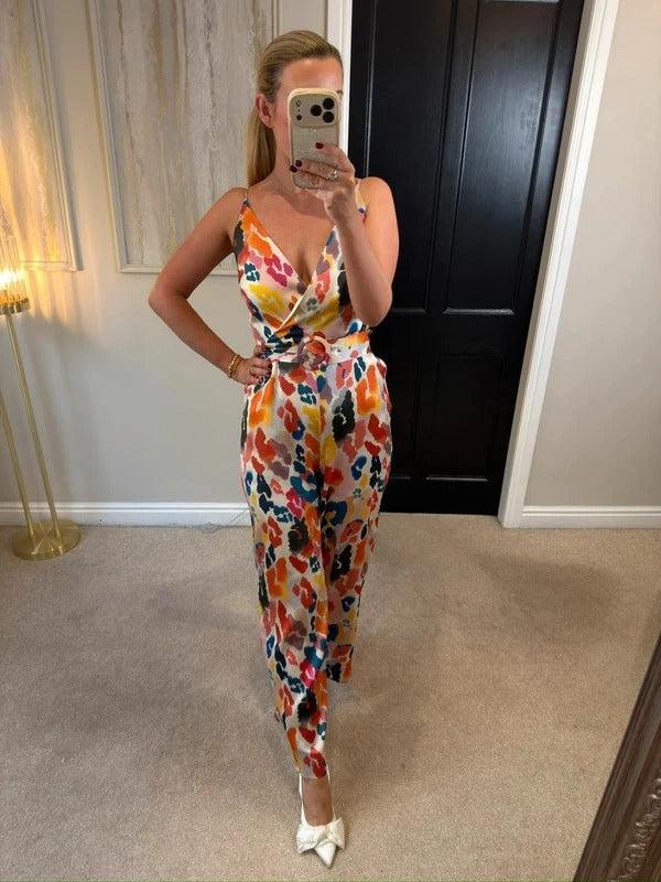 Monsoon Multicoloured Satin Wide Leg Jumpsuit 10