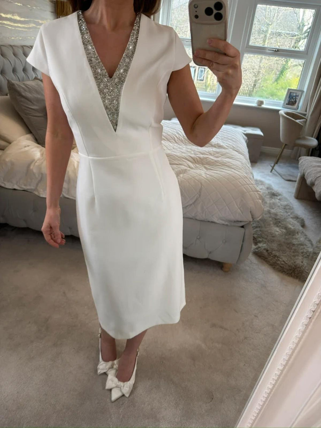 Ella Boo White Embellished Midi Dress 10