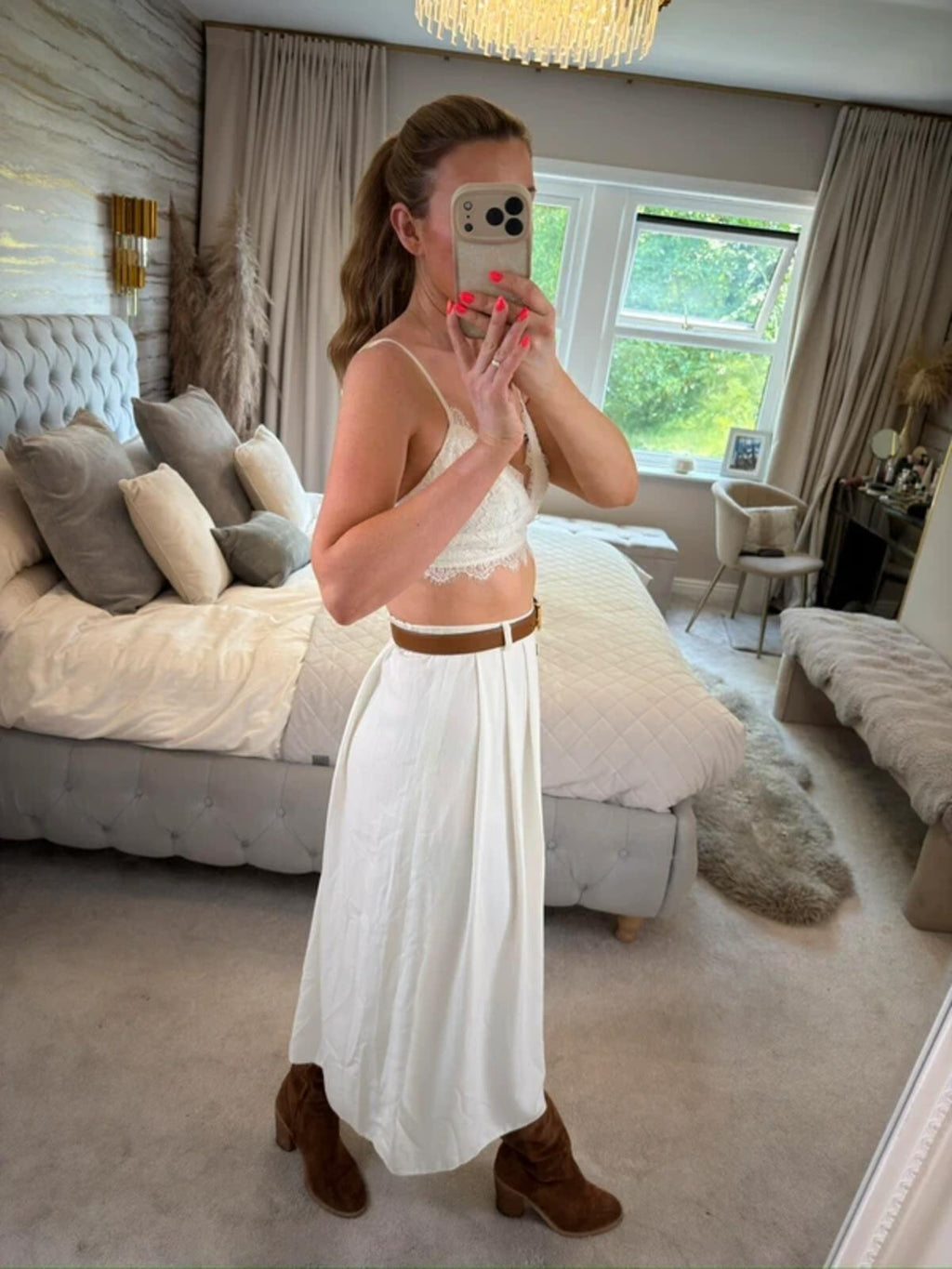 Vintage C&A White Midi Skirt Small