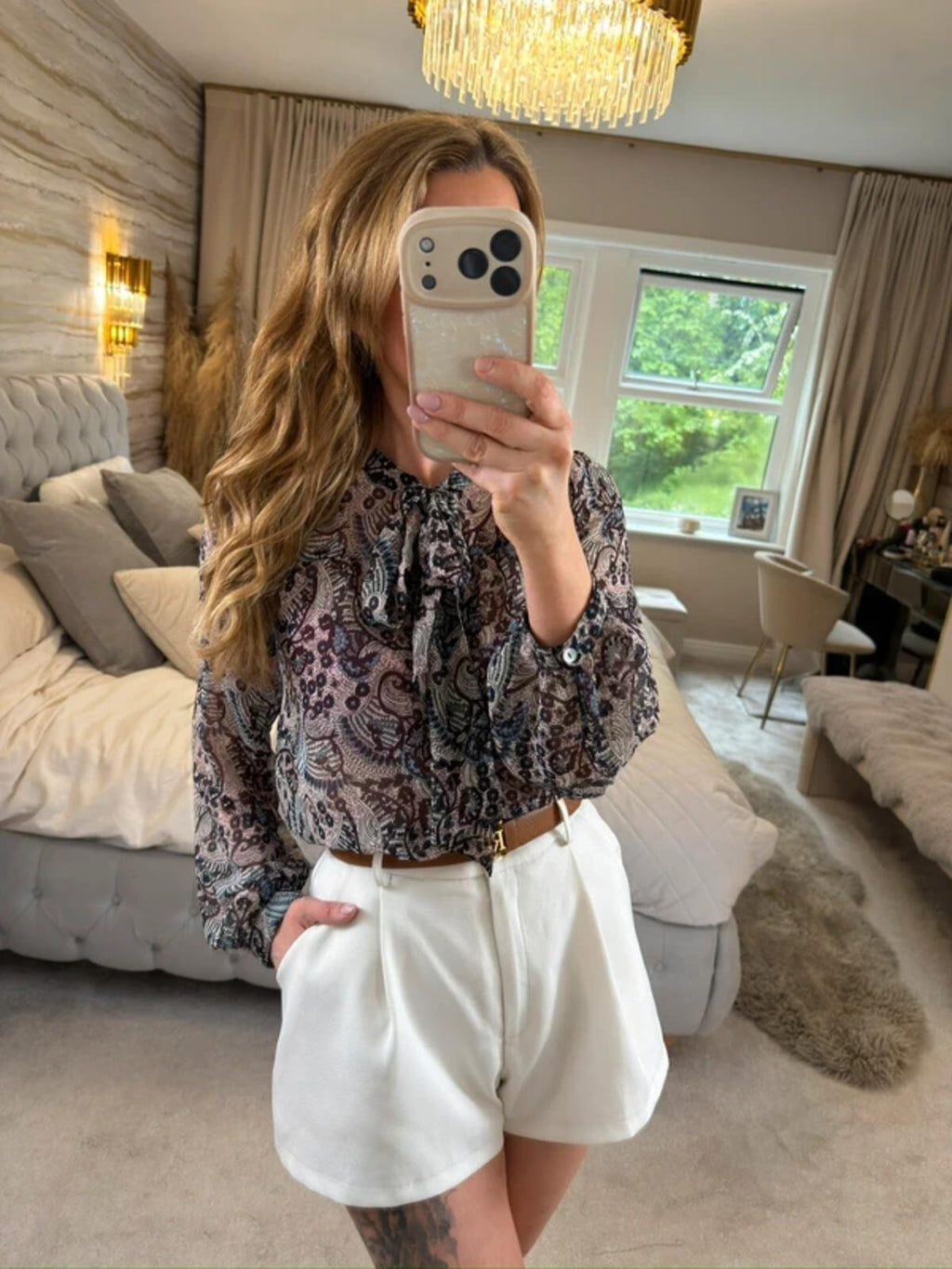 Vintage Chelsea Girl River Island Navy Paisley Pussybow Blouse 8