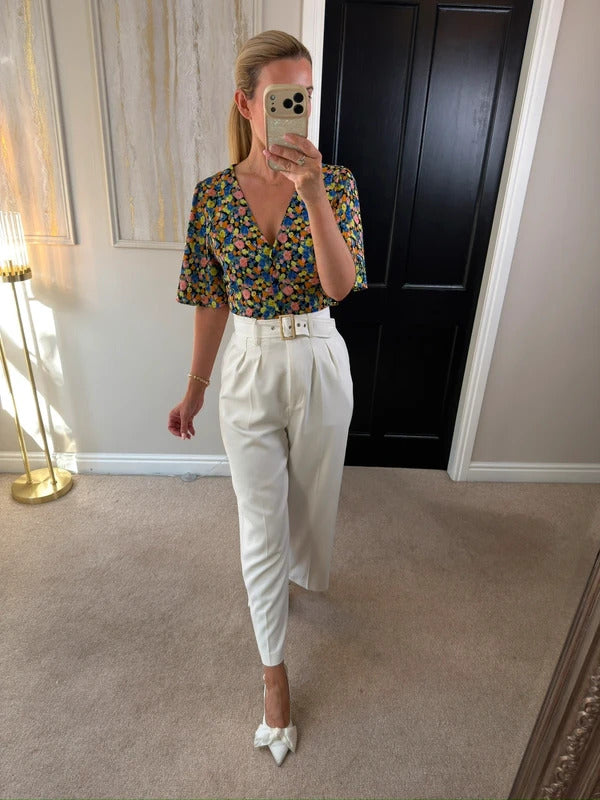 ASOS Multicoloured Floral Tie Back Blouse 10