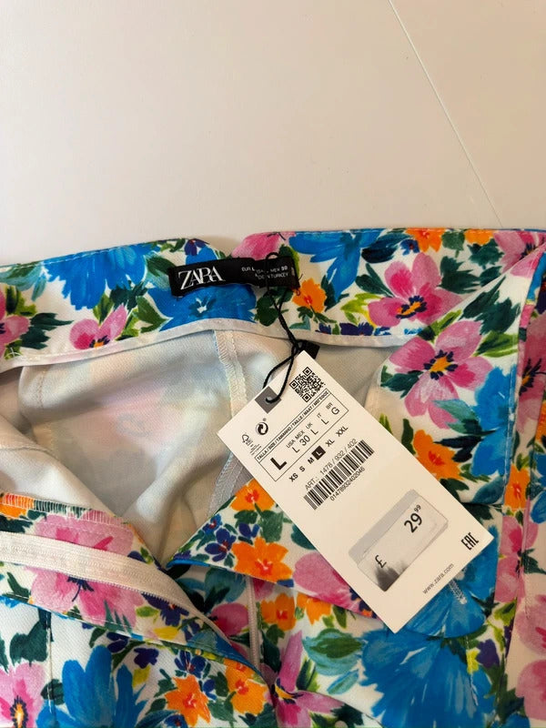 BNWT Zara Multicoloured Floral Trousers Large