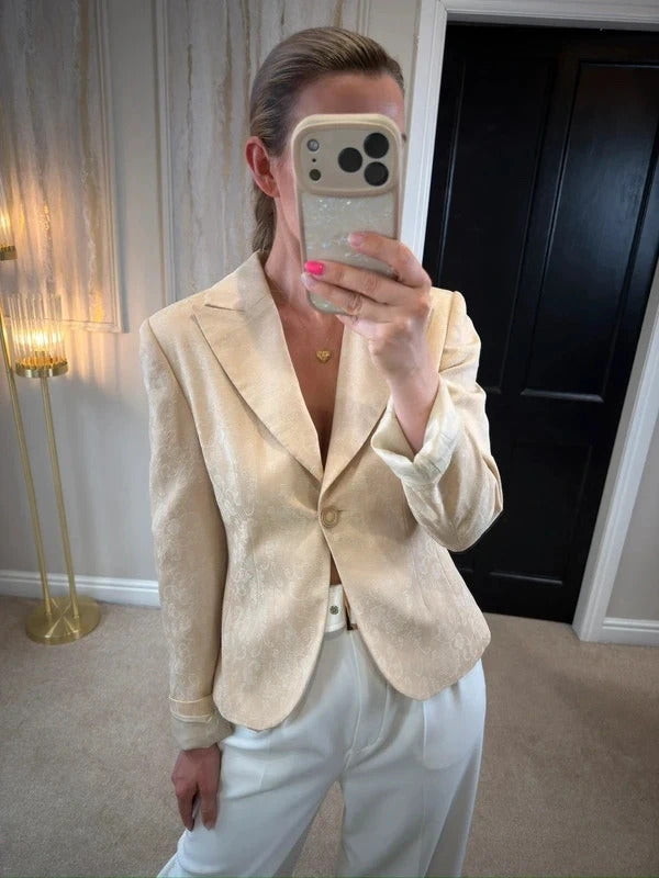Vintage Mesut Cream Jacquard Blazer 12