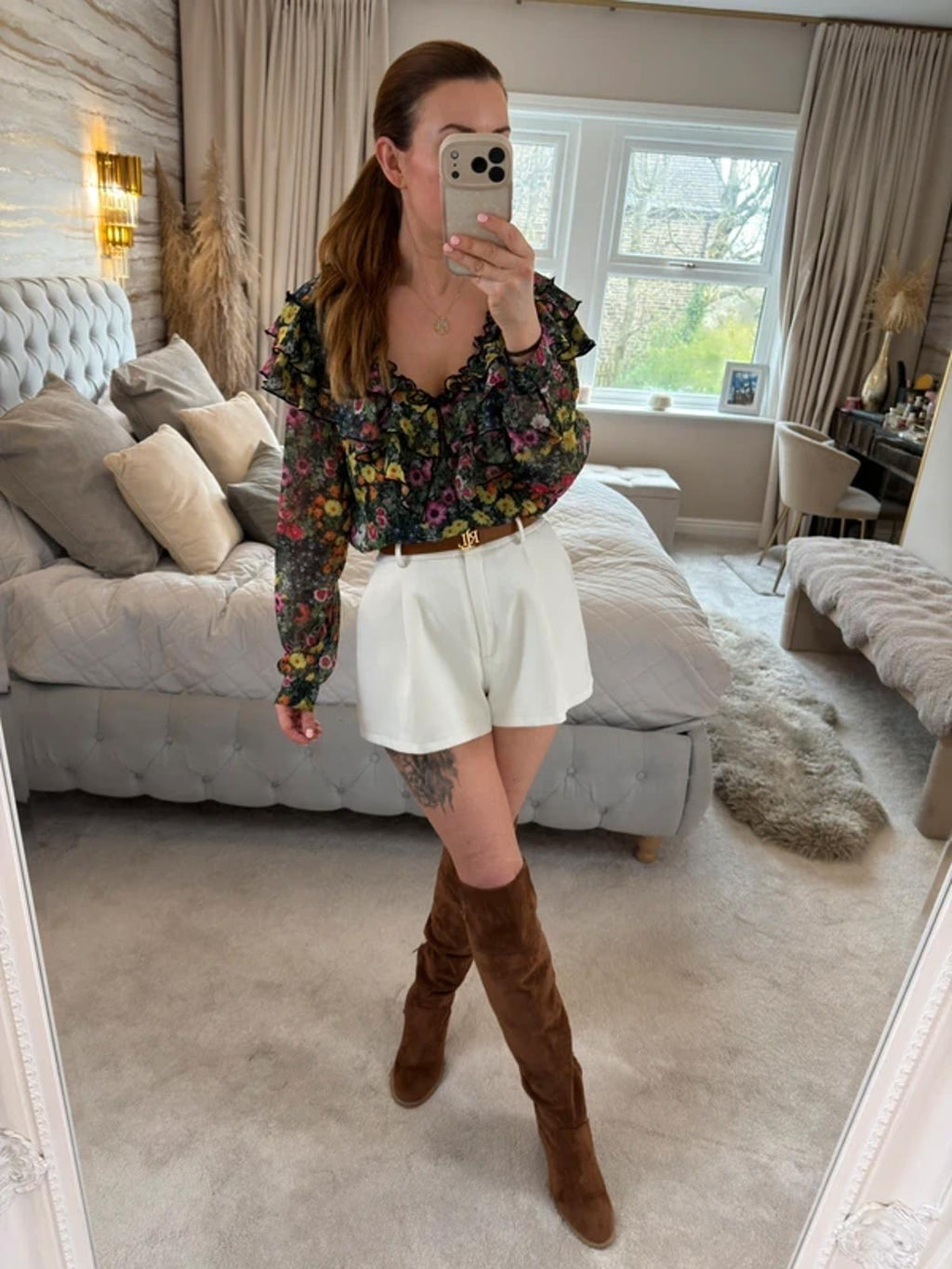 Ted Baker Multicoloured Floral Frill Blouse 10