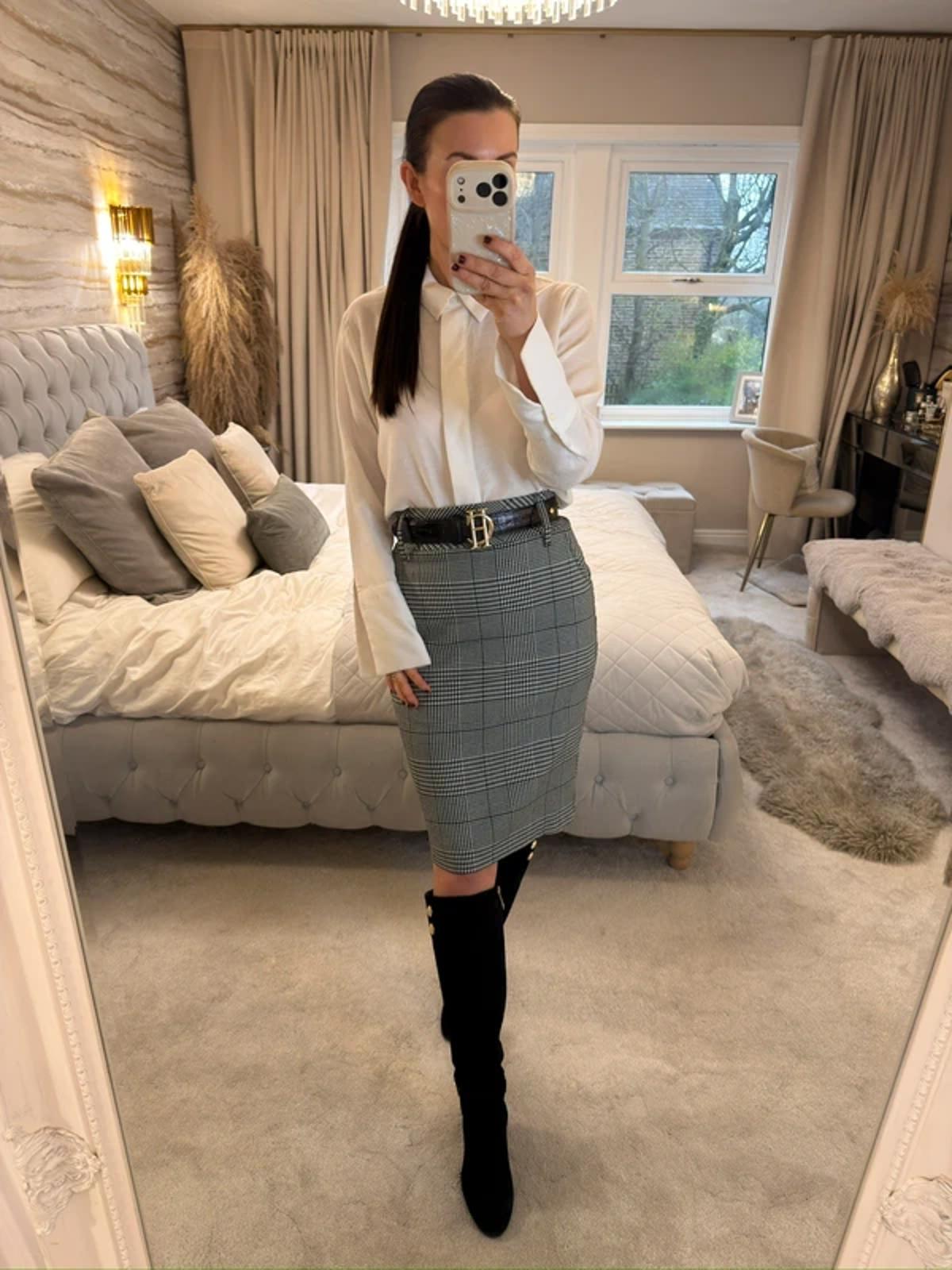 Amaranto Black & White Check Skirt 12