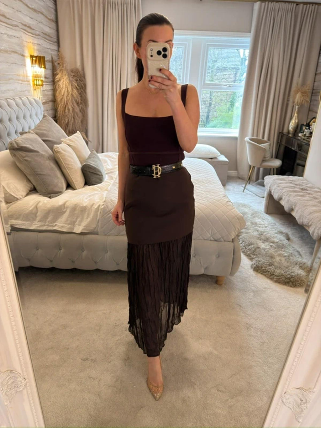 Zara Brown Knitted Top XS