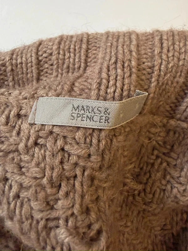 M&S Brown Knitted Open Cardigan 20