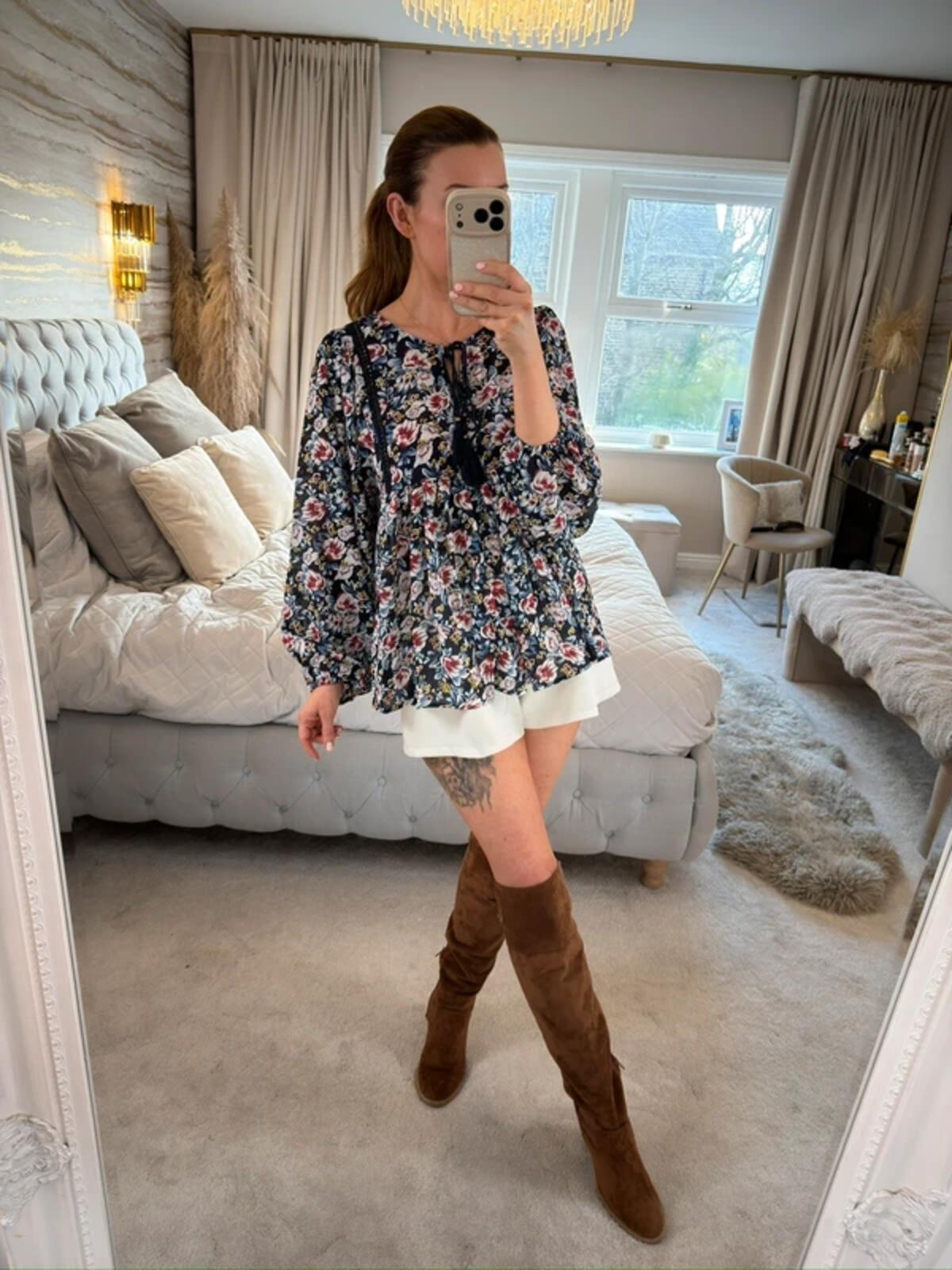 QED London Navy Floral Boho Blouse 10