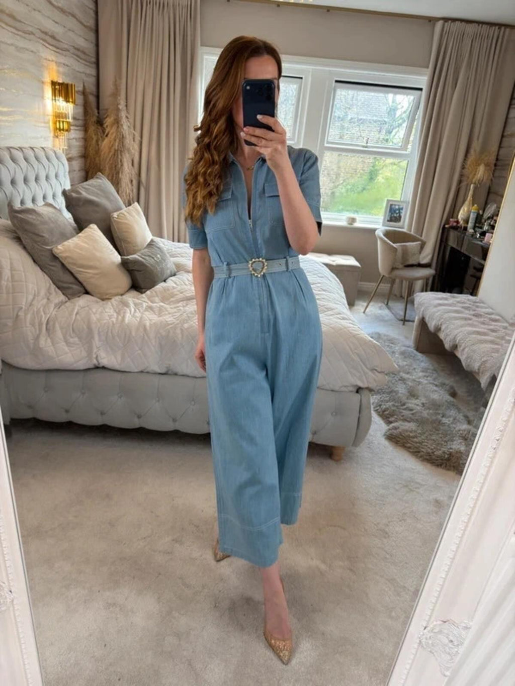 Sister Jane Light Blue Denim Jumpsuit Small