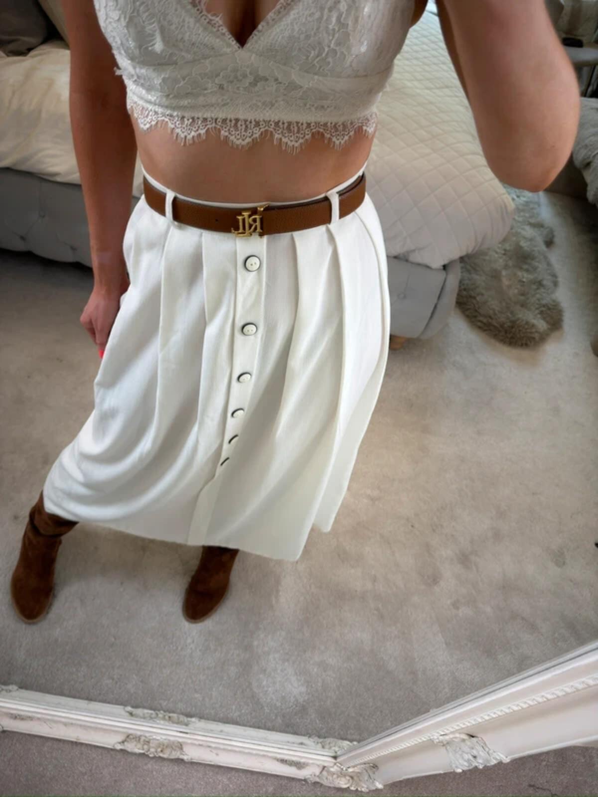 Vintage C&A White Midi Skirt Small