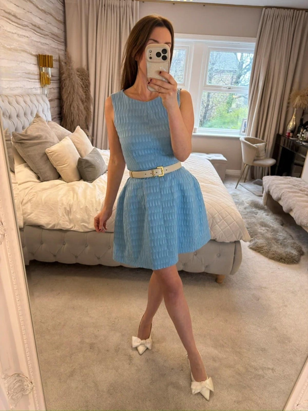 Vintage Blue Structured Mini Dress 10