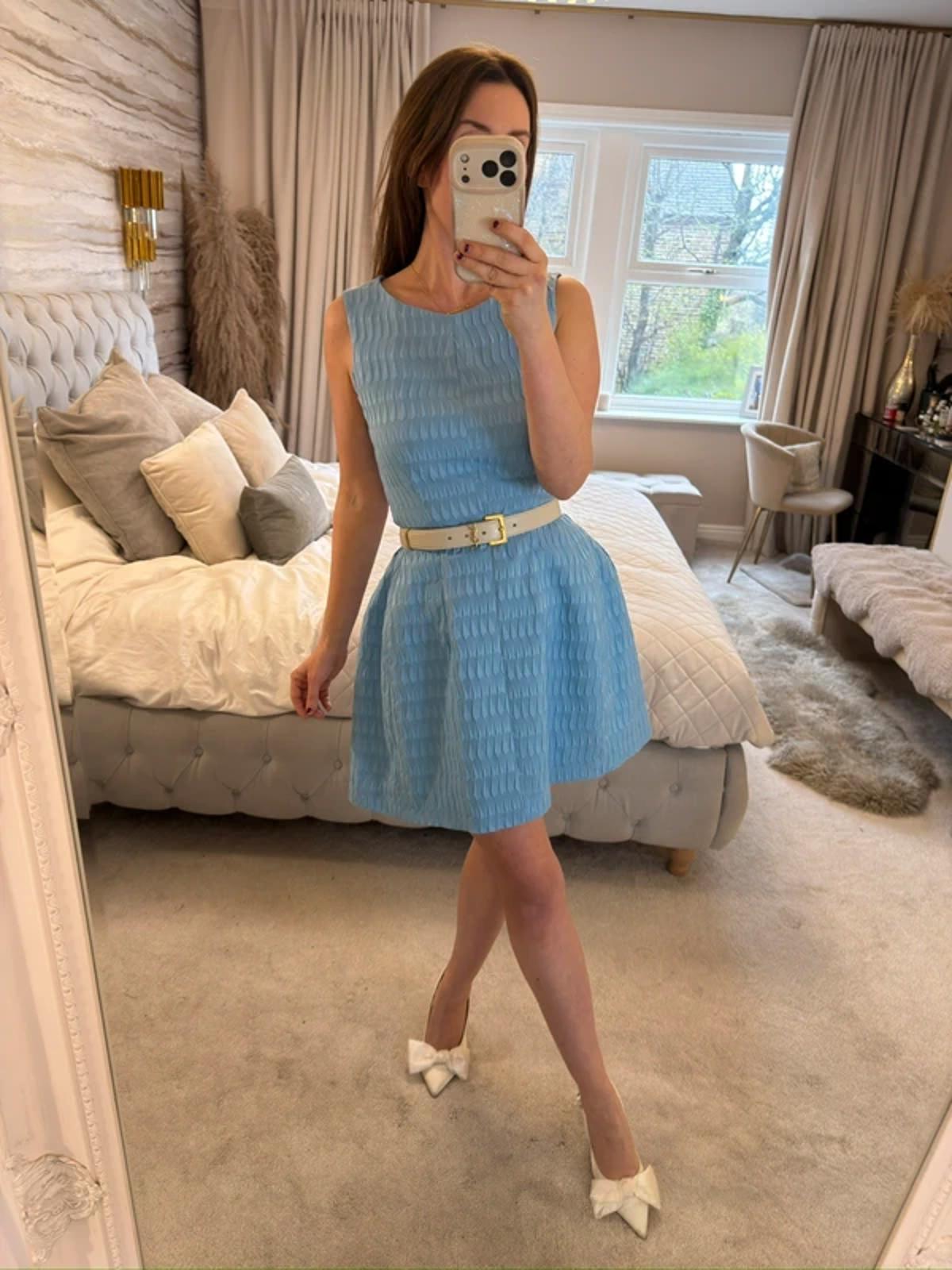 Vintage Blue Structured Mini Dress 10