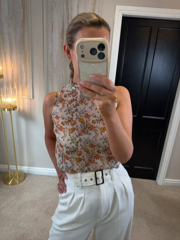 New Look Sheer Floral Frill Blouse 8