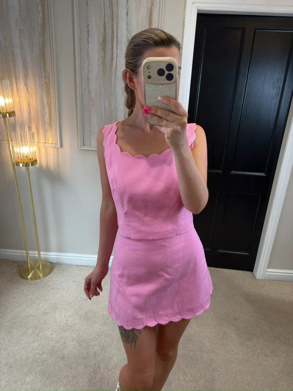 Gap Pink Linen Blend Skirt Co Ord Medium
