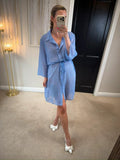 TU Light Blue Love Heart Sheer Shirt Dress XL