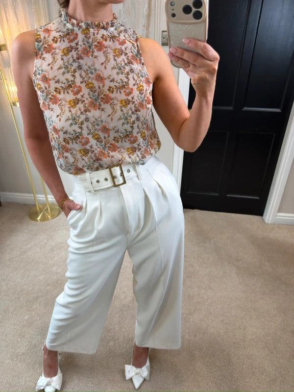 New Look Sheer Floral Frill Blouse 8