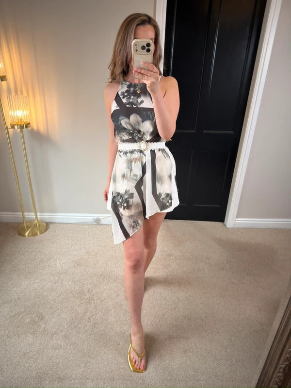 River Island White & Black Asymmetrical Blouse 8
