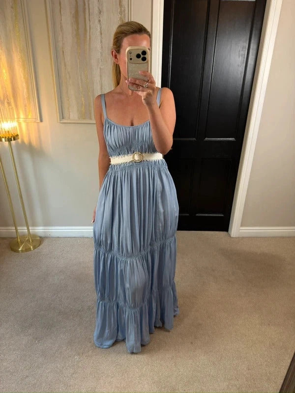 M&S Light Blue Relaxed Maxi Dress 8