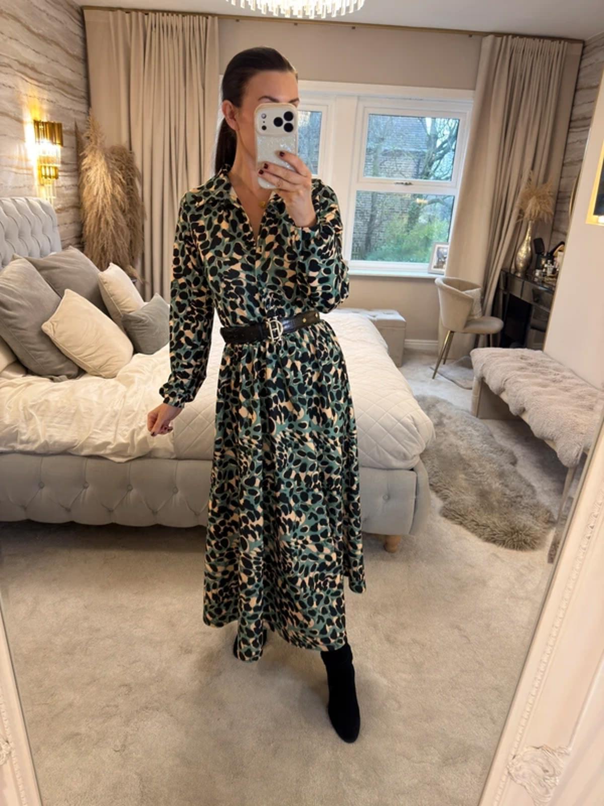 Green Belted Midi Dress 8