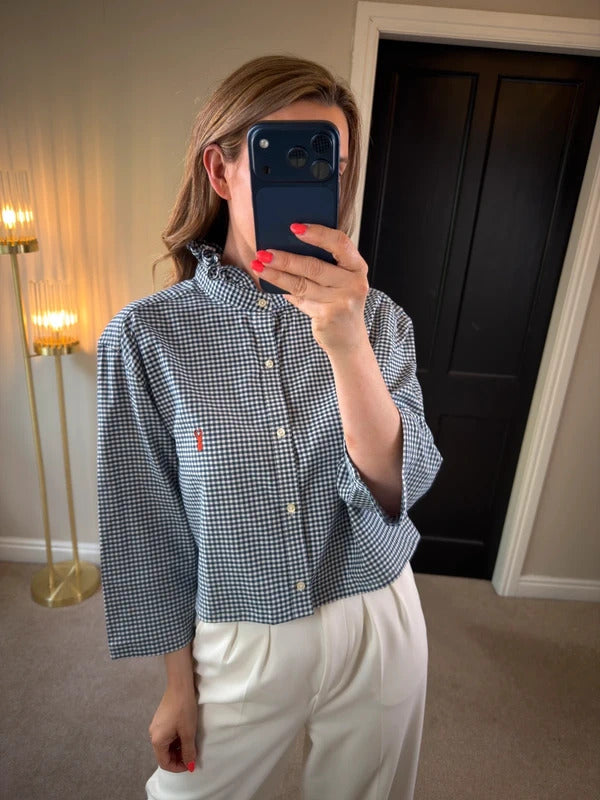 Handmade Navy & White Gingham Shirt