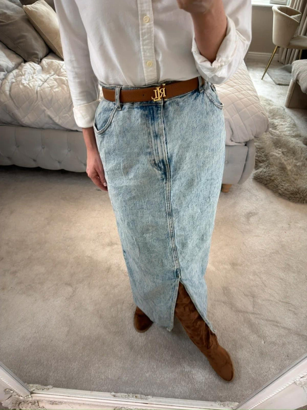 ASOS Light Denim Midaxi Skirt 18