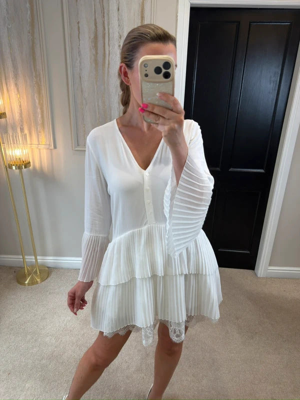 Zara White Pleated Tunic XS