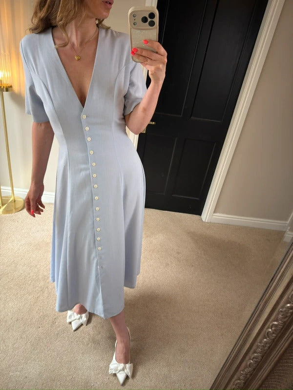 Vintage Etam Powder Blue Midi Dress 10