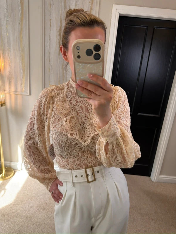 BNWT Miss Selfridge Cream Lace Blouse 8