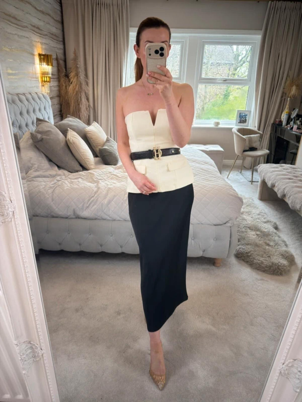 Zara Cream Strapless Top Small