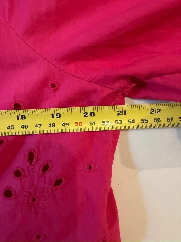 M&S Pink Broderie Anglaise Midi Dress 14