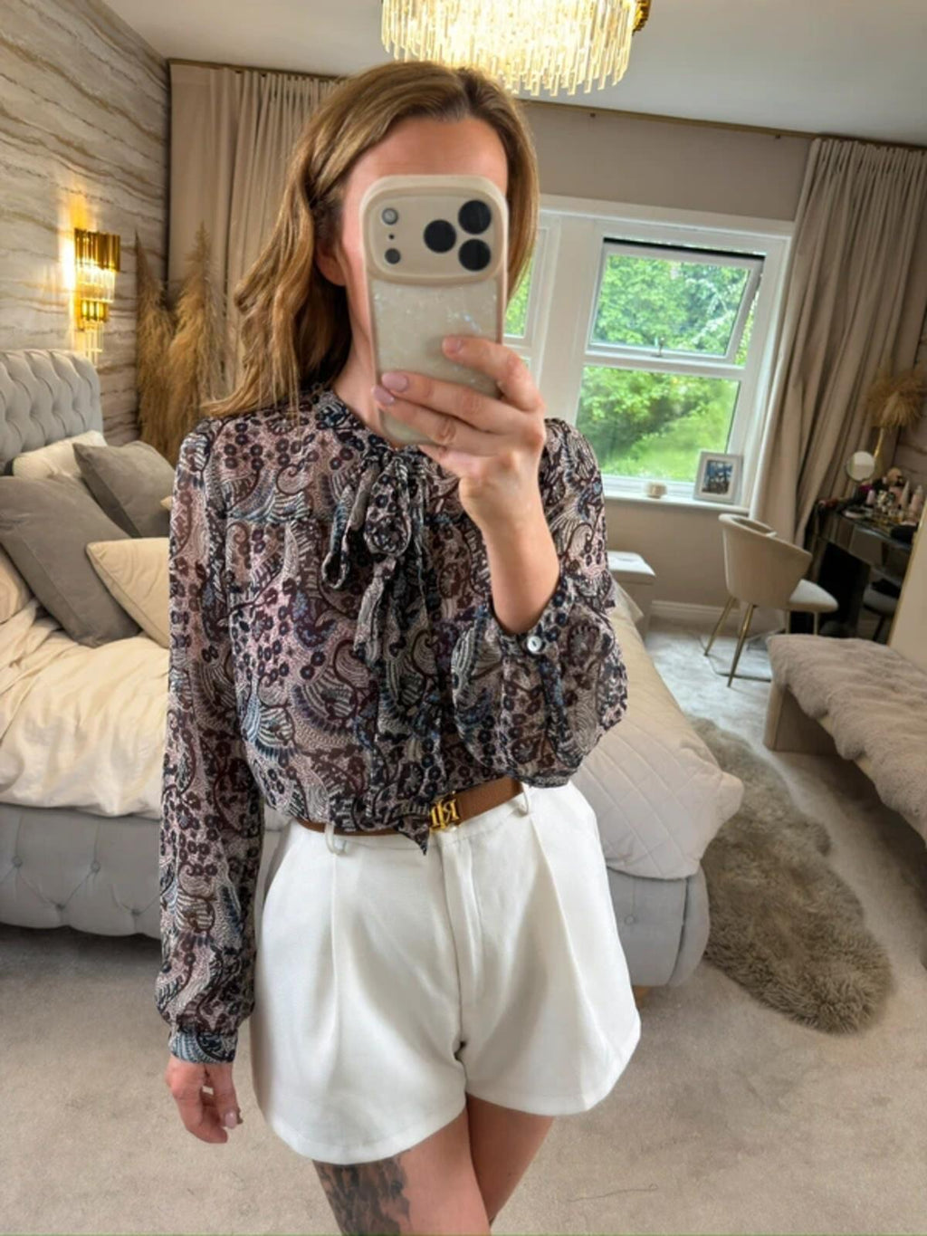Vintage Chelsea Girl River Island Navy Paisley Pussybow Blouse 8