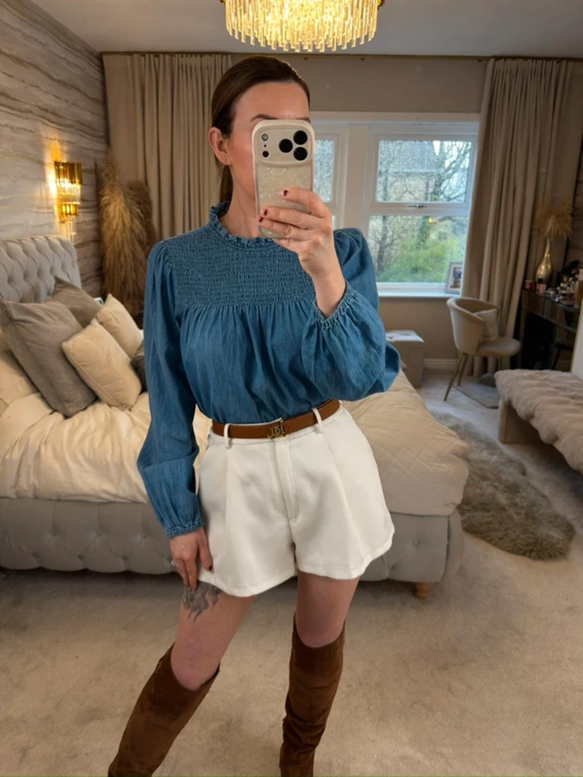 Denim Boho Frill Blouse 8