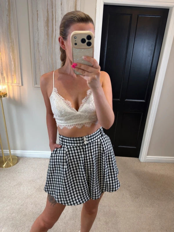 BNWT River Island Black & White Gingham Shorts 10