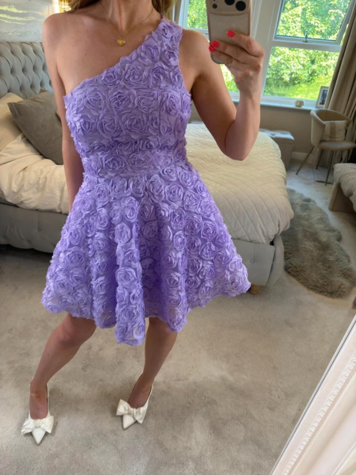 Faeriesty Lilac 3D Floral Petal Mini Dress Small