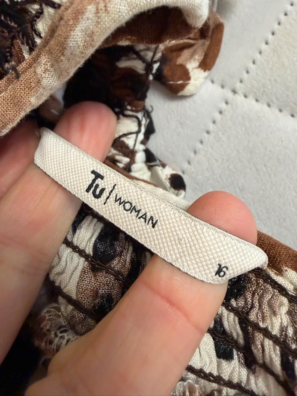 White & Brown Boho Animal Print Blouse 16