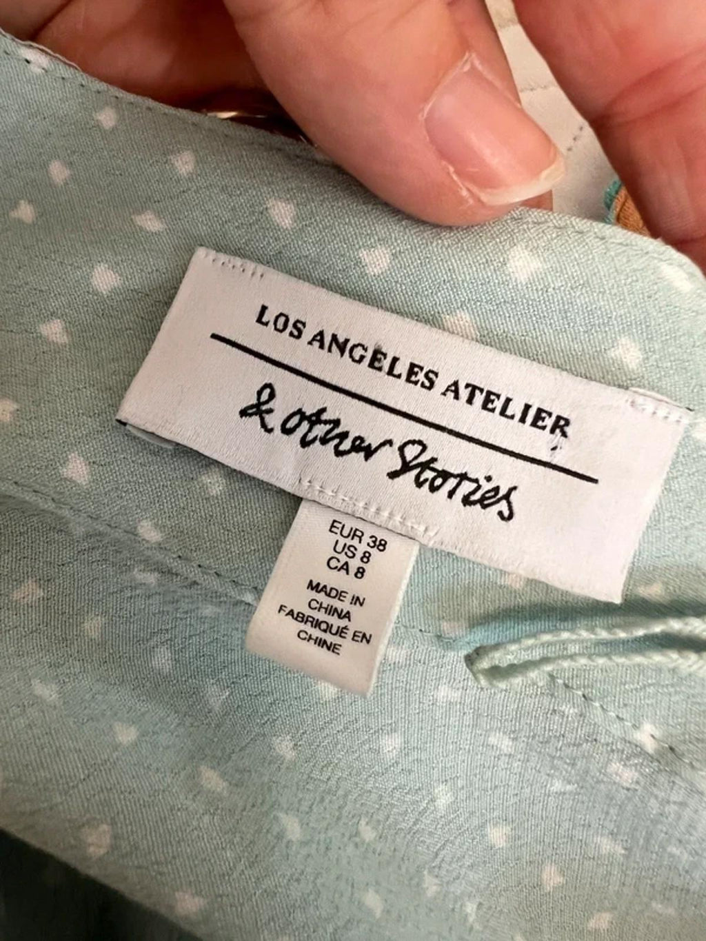 Los Angeles Atelier & Other Stories Mint Green Polka Dot Mini Dress 10