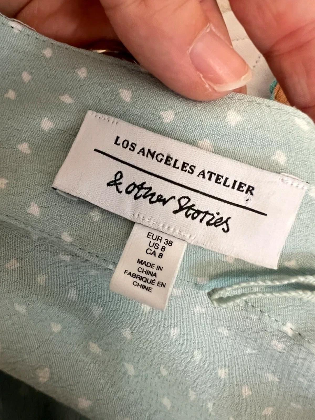 Los Angeles Atelier & Other Stories Mint Green Polka Dot Mini Dress 10