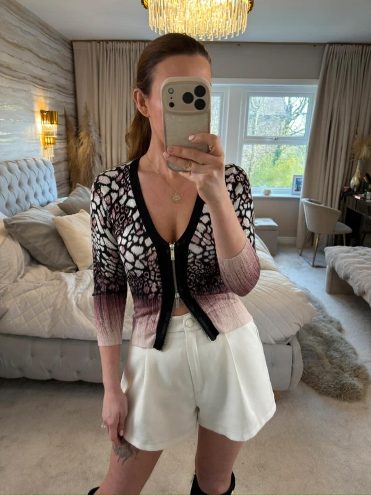 Karen Millen Pink & Black Knitted Top Small