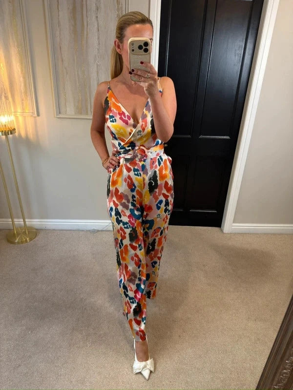 Monsoon Multicoloured Satin Wide Leg Jumpsuit 10