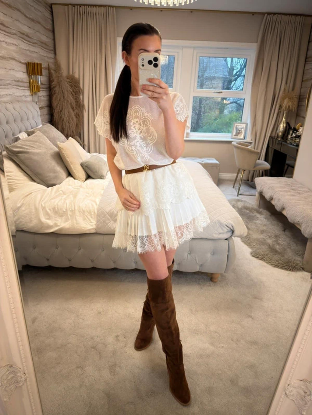 V by Very White Sheer Boho Top One Size